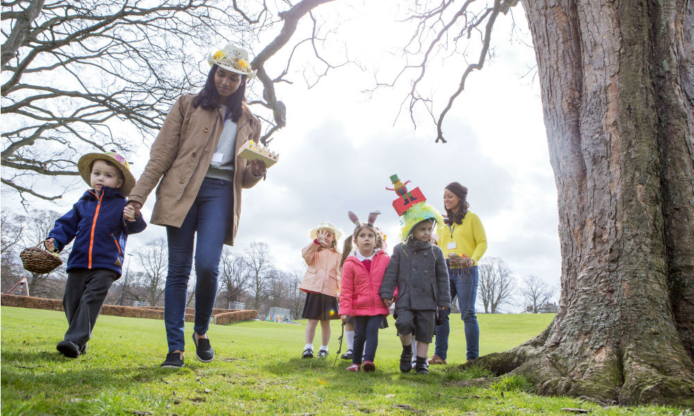 children at easter egg hunt