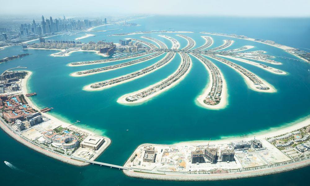 The Artificial Jumeirah Palm Island On Sea, Dubai, United Arab Emirates