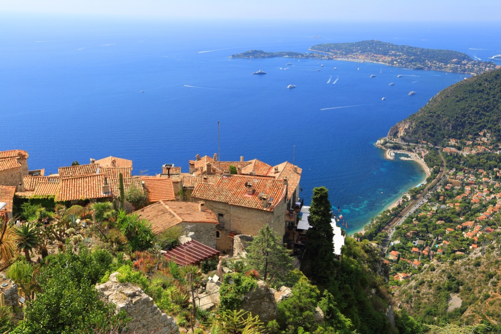 Eze village and Mediterranean Sea, French Riviera