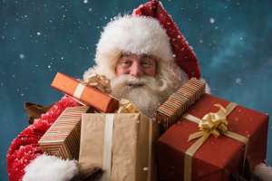 santa claus holding presents