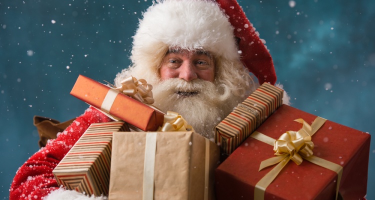 santa claus holding presents