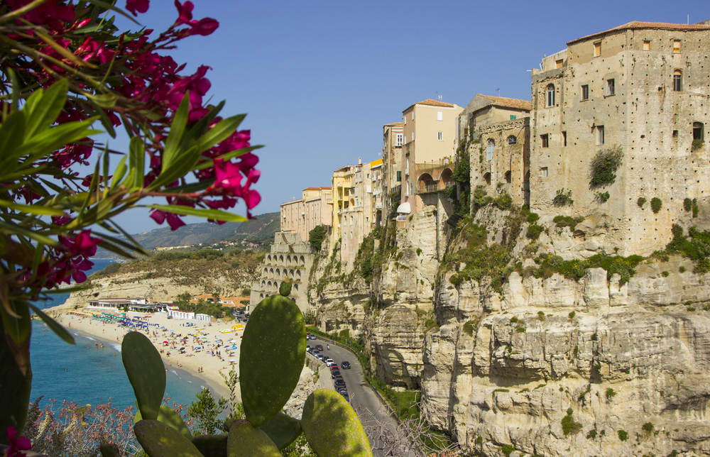 Tropea, Italy, Calabria, the houses are built on a high rock above the sea