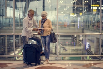 senior couple at the airport