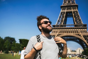 young backpacker in paris