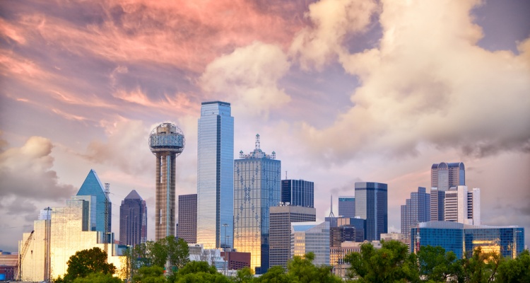 Dallas City skyline at sunset, Texas, USA