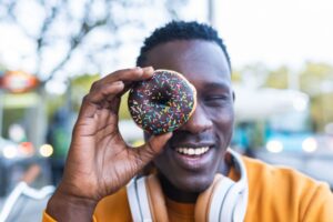 man with donut