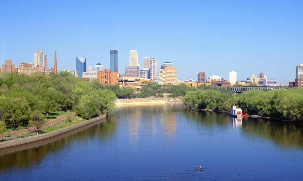 Minneapolis Skyline and Mississippi River, Minnesota