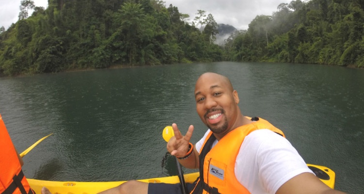 erick kayaking in khao sok