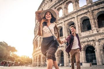 Young couple at the Colosseum, Rome