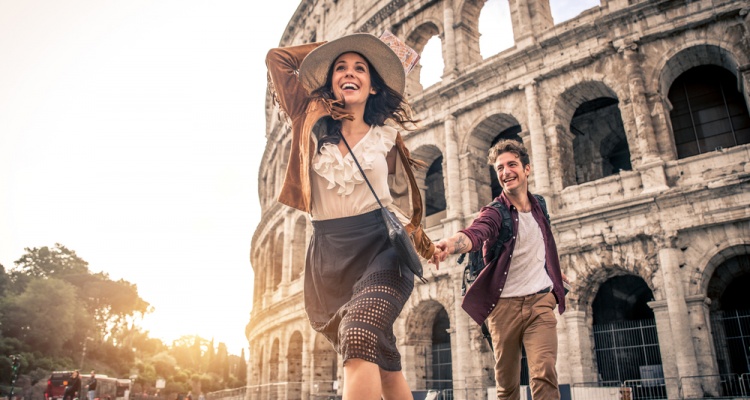 Young couple at the Colosseum, Rome