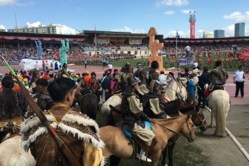 mongolian traditional festival being held at a stadium