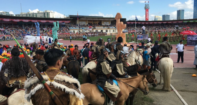 mongolian traditional festival being held at a stadium