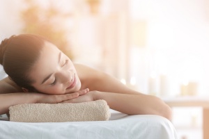 young woman in spa salon