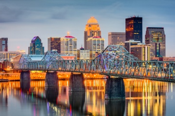 Louisville, Kentucky, USA skyline on the river.