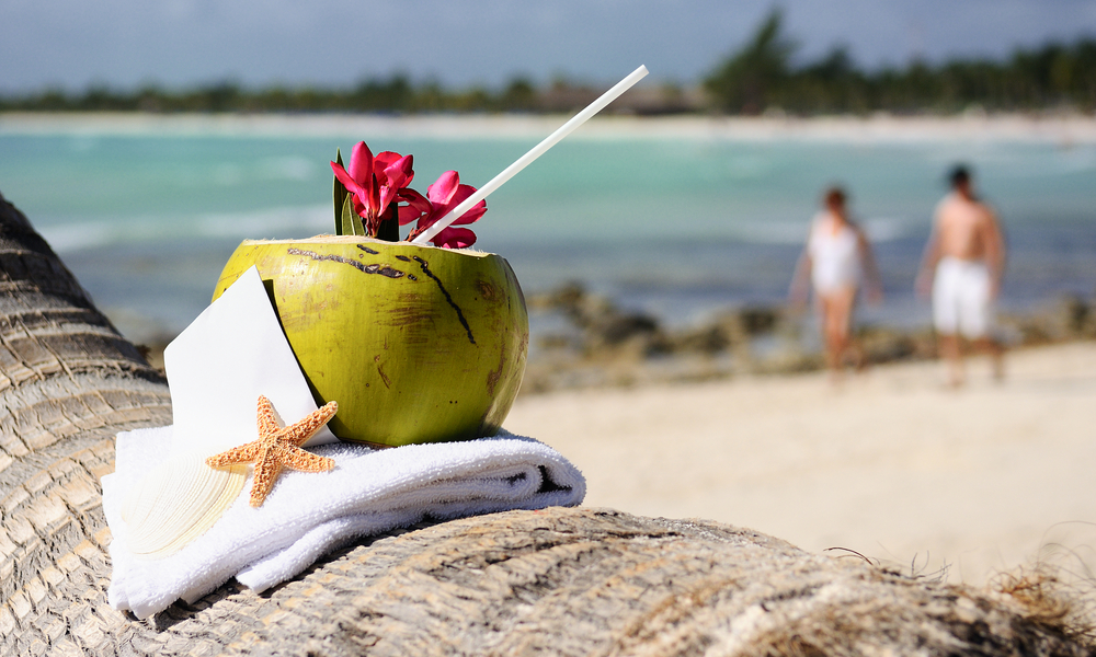 couple on the beach in the caribbean