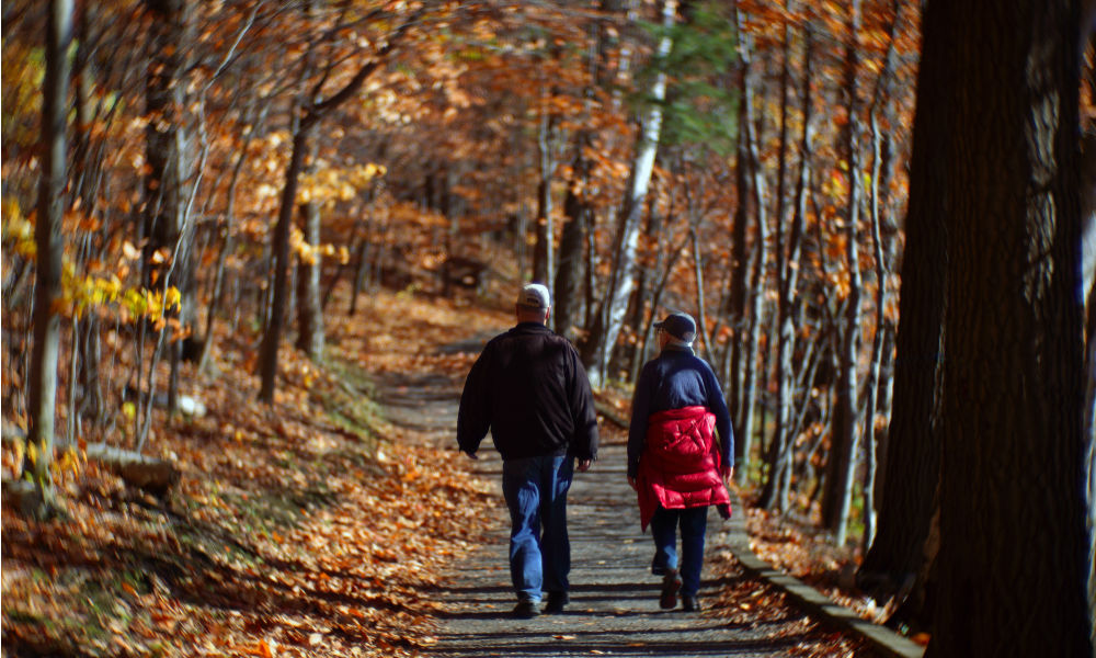 people hiking in Parc National du Mont-Saint-Bruno, Montreal