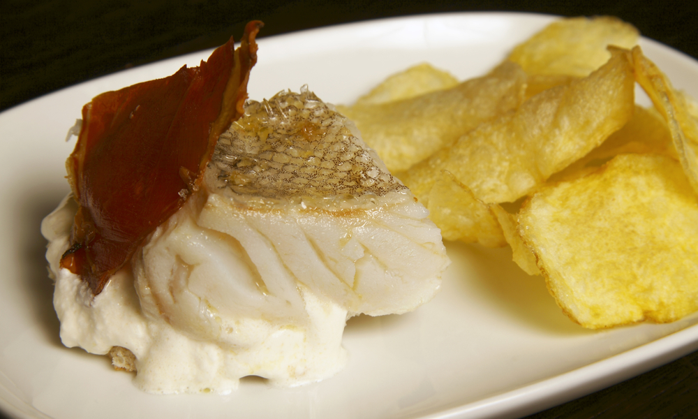 Portugal Steamed sun dried salted codfish with cured "presunto" ham and golden fried potatoes