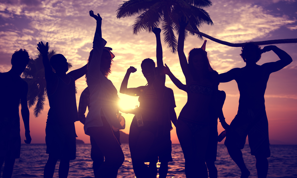 people partying on the beach