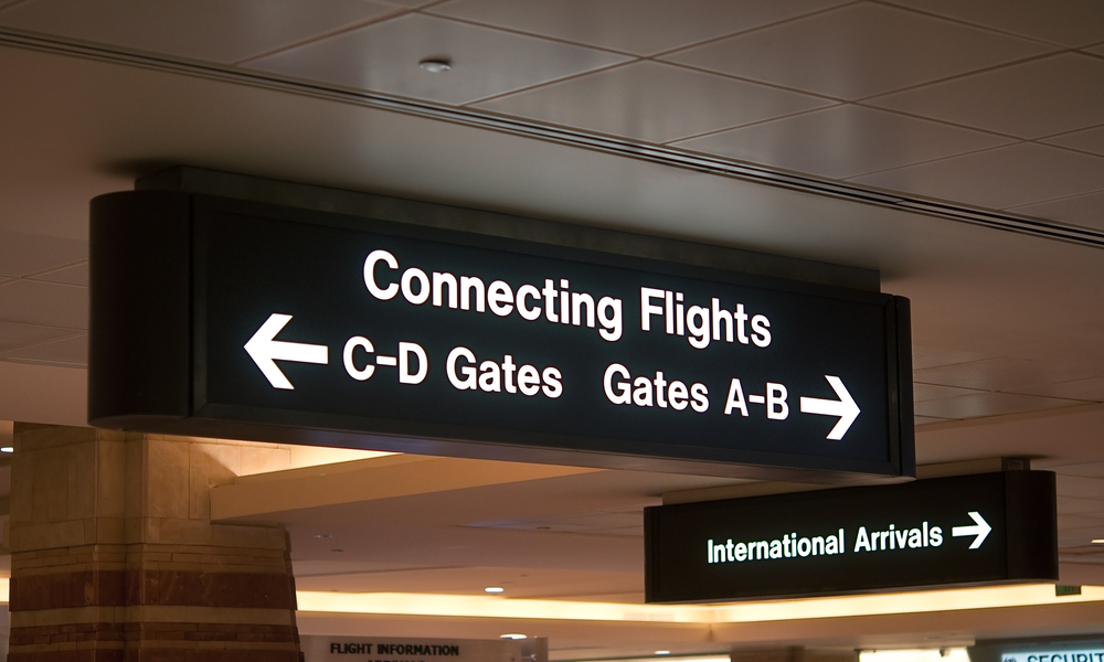 Airport signs and symbols,connecting flights