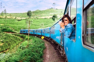 Woman on a sri lanka train