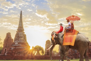 tourists in Thailand on an Elephant