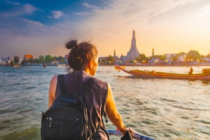 woman in a boat in Thailand