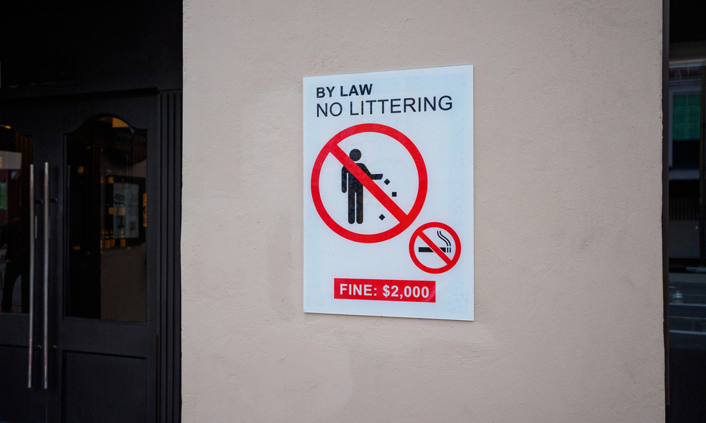 Fine by law series, Sign No littering in Singapore