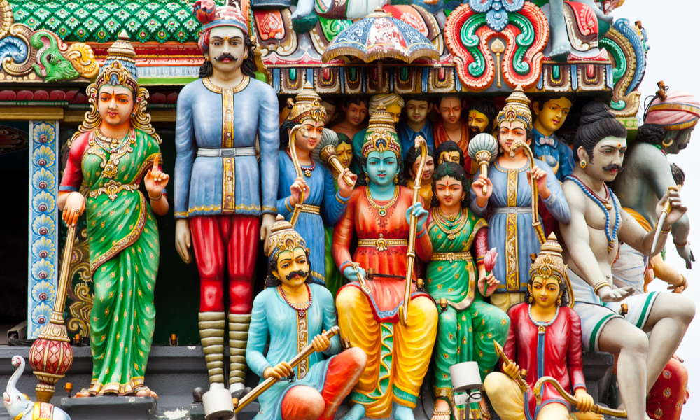 Detail of the Sri Mariamman Temple in Chinatown, Singapore 