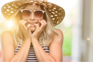 nervous woman on vacation