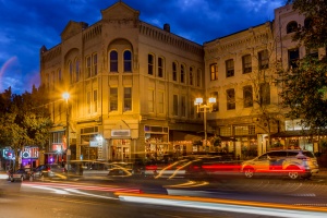 Unusual things to do in Asheville NC: Abstract light flares highlight downtown Asheville