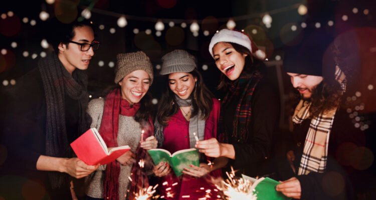 Group of friends celebrating Las Posadas