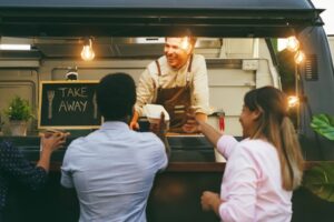 Eating at food truck