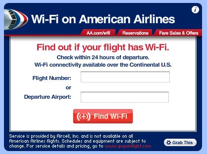 American Airlines Wi-Fi Widget (Image: aa.com)