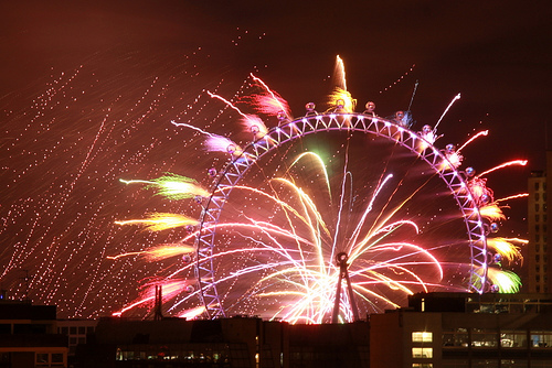 Fireworks at the London Eye (CC Flickr photo credit: flyingsuitcase)