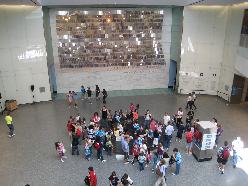 Visitors stream through the lobby of the Museum of American History
(Flickr: mastermaq)