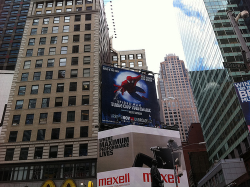 A NYC billboard for "Spider-Man: Turn Off the Dark" (CC Flickr photo credit: Hazel Estrada)