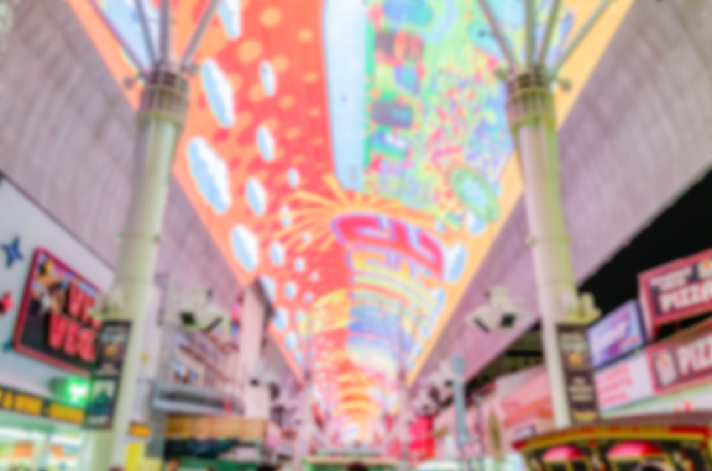 Defocused background of Fremont Street Experience in Las Vegas. Intentionally blurred post production for bokeh effect