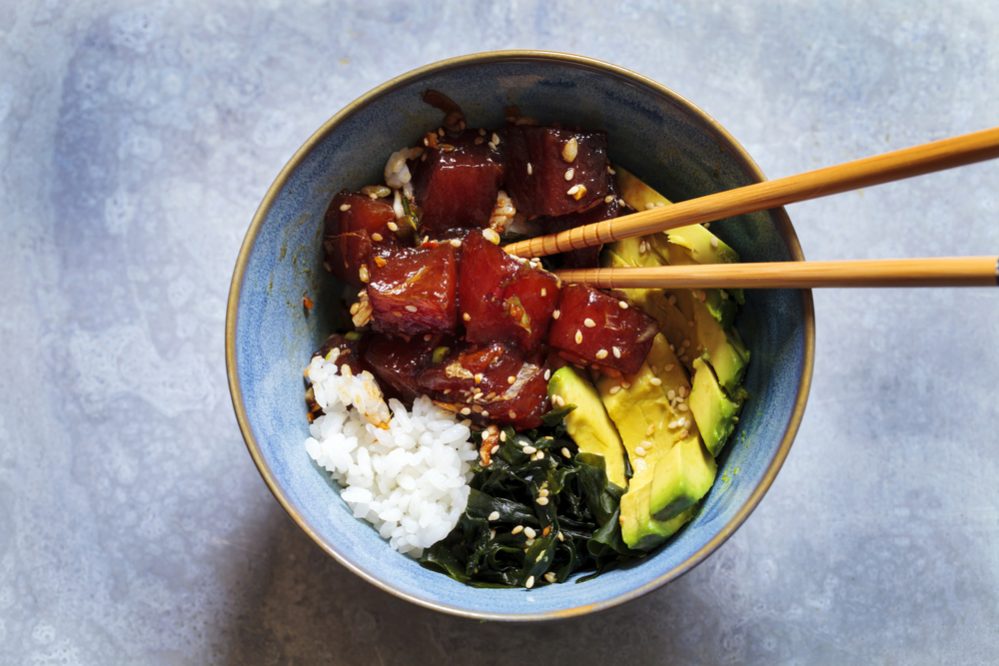 Traditional Hawaiian poke tuna dish