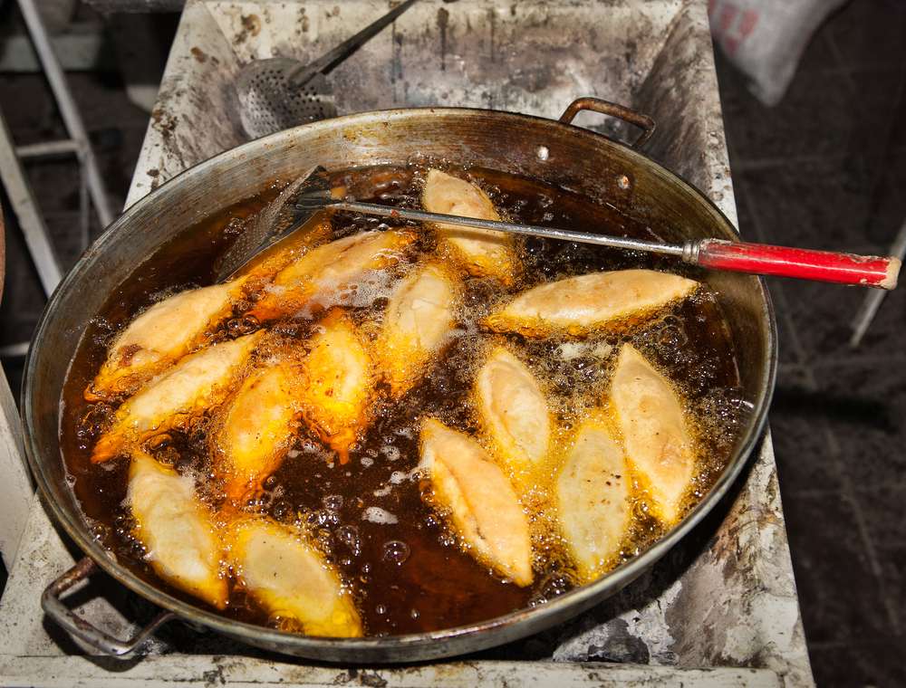 Delicious Mexican food fried on street of Oaxaca, Mexico.