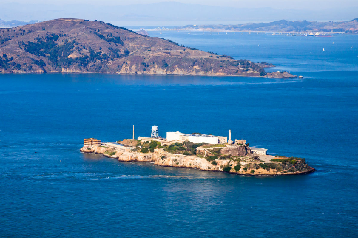 Alcatraz with Angel Island in background