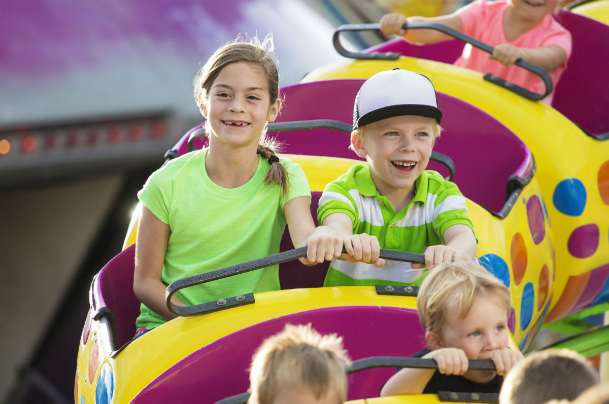 children on rollercoaster