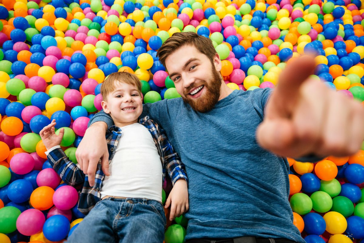 father and son having fun