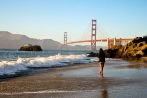 girl on beach in san francisco