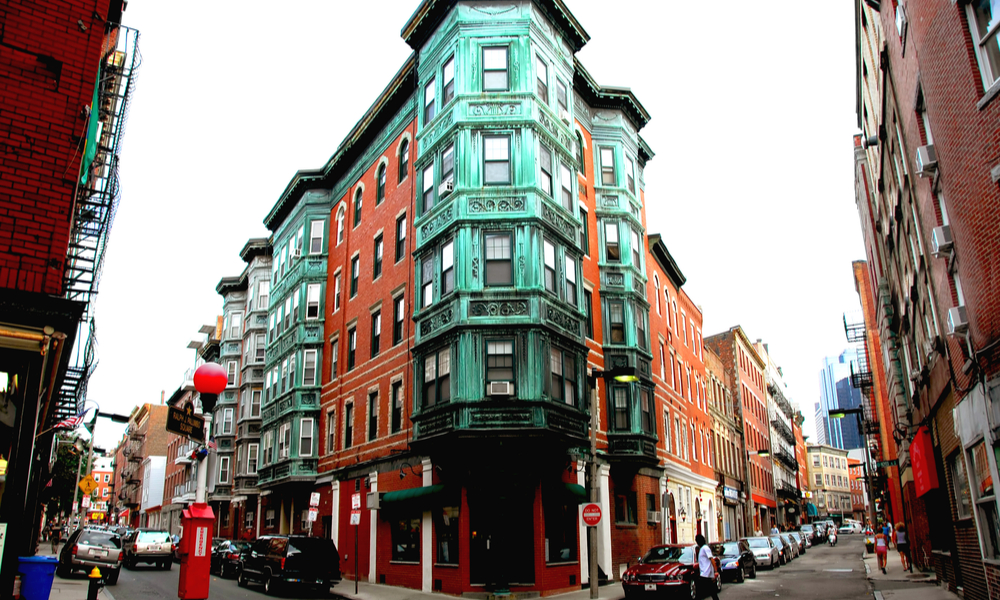 Street intersection in Boston historical North End