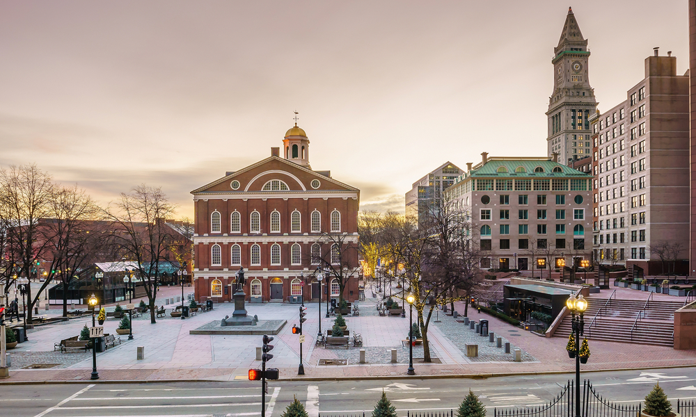 Historical building Faneuil Hall and Quincy market in Boston USA