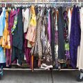 Rack of used womens dresses.